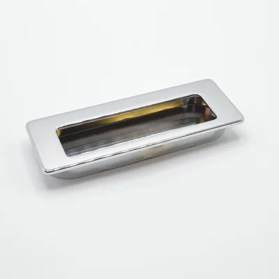 Produktbild von Rechteckige Griffleiste für Möbel, aus Zamak, 113x42 mm, hochglanzverchromt. Packung mit 25 Stück