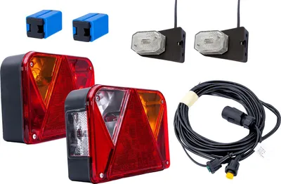Produktbild von Lichtset: DOBPLAST DPT35 Rückleuchten + ASPÖCK FLEXIPOINT I Seitenmarkierungsleuchten + MANTES 4,5m 7PIN Kabelbaum