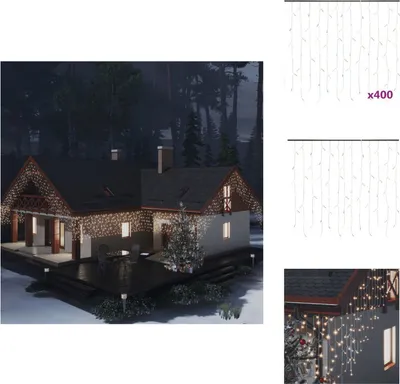 Obrázok produktu pre vidaXL Svetelná opona LED Icicle 10 m 400 LED teplá biela 8 funkcií - Vianočné osvetlenie