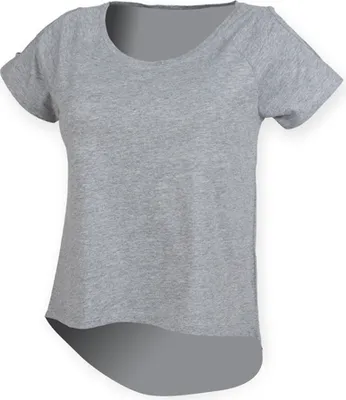 Produktbild von SF Women SK233 | Ladies Drop Tail Damen T-Shirt - Farbe: Heather Grey - Größe: XXL