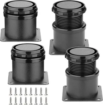 Image de Pieds de meuble noirs réglables de 60 mm, lot de 4.