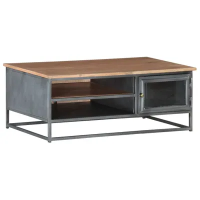 Produktbild von "2026 Promotion" Couchtisch Wohnzimmer - Kaffeetisch - Grau 90x50x35 cm Massivholz Akazie - Sofatisch CC12398