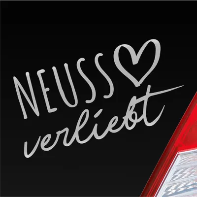 Produktbild von Auto Aufkleber Neuss verliebt Herz Stadt Heimat Liebe Car 19x10 cm Silber Sticker Heckscheibenaufkleber