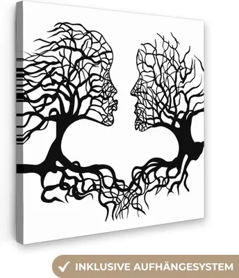 Produktbild von MuchoWow® - Leinwandbilder - Bäume - Gesicht - Kunst - Abstrakt, Wandbild, Wanddeko Bilder Wohnzimmer, 90x90 cm