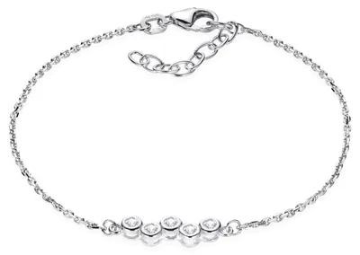 Produktbild von MATERIA Zirkonia Armband Damen Mädchen - 925 Sterling SIlber Armkette 16-18,5cm verstellbar SA-111-Silber
