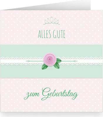 Produktbild von Rosa Shabby chic Geburtstagskarte mit Pünktchen innen weiß: Alles Gute zum Geburtstag