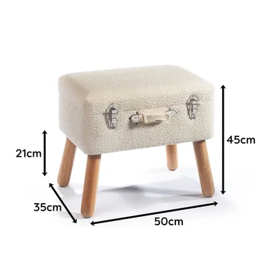 Produktbild von Kobolo Kofferhocker mit Stauraum 50x35x45 cm aus Textil weiß - Hocker Polsterhocker Fußhocker Sitzhocker Stoffhocker Polsterhocker Fußbank Sitztruhe