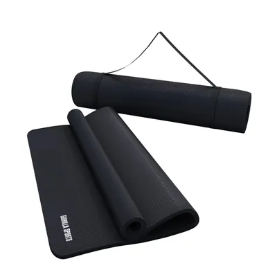 Produktbild von GORILLA SPORTS® Yogamatte - 190x100x1,5 cm, mit Tragegurt, , Rutschfest, Schwarz - Gymnastikmatte, Fitnessmatte, Sportmatte, Trainingsmatte, Übungsmatte