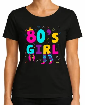 Obrázek produktu pro 80's GIRL 80s Retro Neon 80s Memphis Legwarmers Earrings Dámské tričko, černá, M