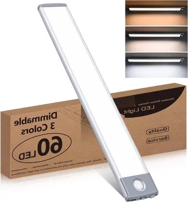 Produktbild von LED-Strahler mit Bewegungssensor - 3 Farben - USB-Ladung - 60-LED - Klebeaufklebbar - unter der Kastenbeleuchtung.
