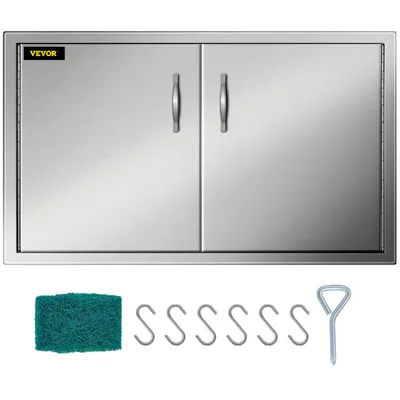 Immagine prodotto di VEVOR BBQ Porta per bagno in acciaio inossidabile 88x48 cm Carrello barbecue Porta doppia Barbecue a gas