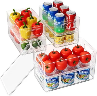Immagine prodotto di Set di contenitori per alimenti - Barattoli per alimenti - Set di contenitori con coperchio, organizer per frigorifero - Frigorifero, cucina, armadi