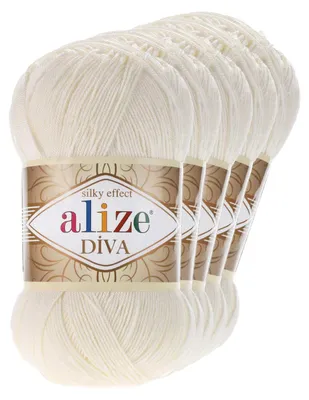 5 x 100g Strickgarn ALIZE DIVA  62 creme
