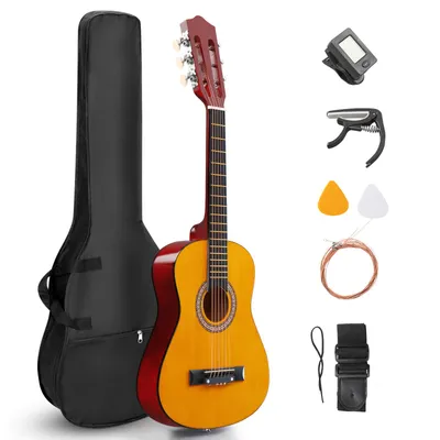 Produktbild von LEADZM Gitarre 3/4 Akustikgitarre für Anfänger Kinder Erwachsene, Nylonsaiten Konzertgitarre Starter Set, 30Zoll,Gelb