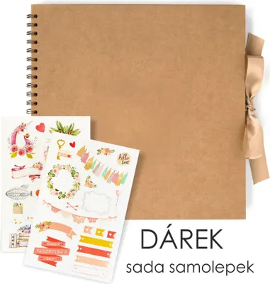Obrázok produktu pre Album kroužkové se stuhou, kraft 30,5x30,5cm, 35 listů