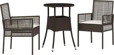Imagen del producto de vidaXL Juego de mesa de jardín, 3 piezas, color marrón, fabricado en ratán sintético