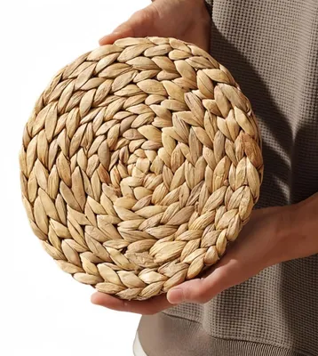 Platzsets aus Wasserhyazinthe, 25 cm, natürlich geflochten, hitzebeständig