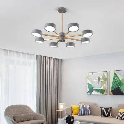 Imagen del producto de Lámpara de techo LED 9013D-8-G, color gris, con mando a distancia, color de luz ajustable, pantalla de acrílico, clase energética A+, lámpara LED para salón