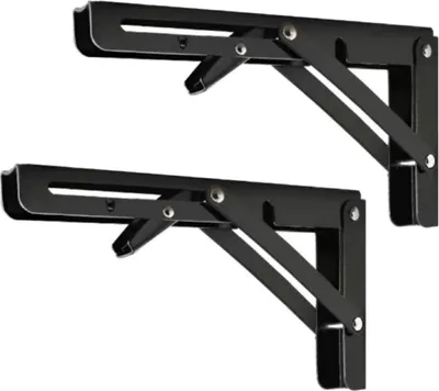Produktbild von Stück Klappregalhalterung, 400 mm, Klapphalterung, Wandregal, robuste Klapphalterung, schwarze Klappkonsolenhalterung für Tisch- und Wandregal, 80 kg Tragkraft