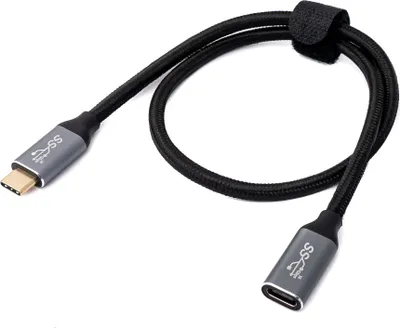 Produktbild von SYSTEM-S USB 3.1 Gen 2 Kabel 100W 50 cm Typ C Stecker zu Buchse in Schwarz