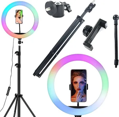 Obrázek produktu pro Verk 24568 Prstencová LED Lampa se stativem, 120W, RGB