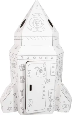 Produktbild von Tektorado Rakete Kartonspielzeug – Weiß, 5-lagig, bemalbar – Kreatives Bastelspiel für Kinder