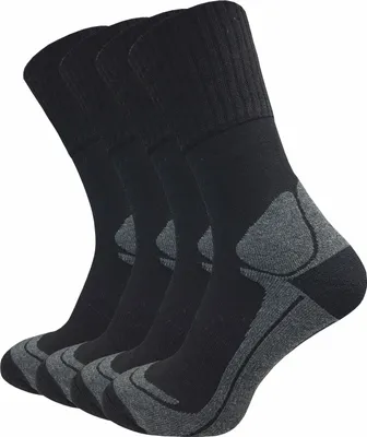 Produktbild von Gawilo  Wandersocken mit Merinowollanteil & Fersenpolster Damen & Herren (4 Paar), Schwarz / 47 - 50