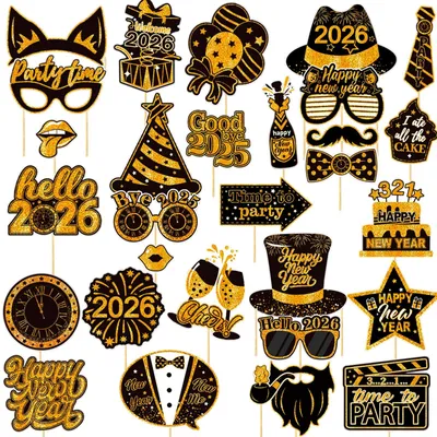 Silvesterdekoration 2025, Happy New Year, Partydeko, 30-teilig