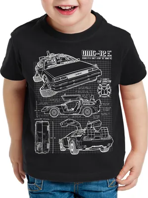 Produktbild von style3 De Lorean Blaupause T-Shirt Kinder Zeitreise 80er Blueprint Auto Car