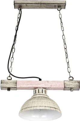 Produktbild von Hängelampe Vintage "Hakon" Metall Holz Shabby Weiß E27 Pendelleuchte Wohnzimmer Esszimmer Esstisch
