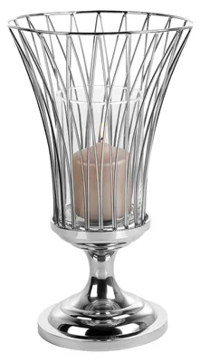 Produktbild von Fink ALLEGRA, Windlicht, Windlicht mit Glas, Edelstahl , vernickelt, glatt, silberfarben, L. 25 cm, B. 25 cm, H. 43 cm, D. 25 cm 146299