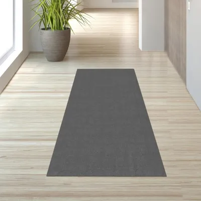 Produktbild von Einfarbiger Teppich Waschbar Weich Modern & Pflegeleicht für Wohnräume in Anthrazit Größe - 80 x 150 cm