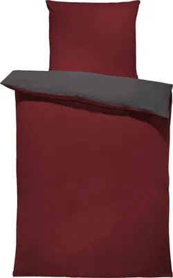 Produktbild von Bettwäsche Wende Unifarben Doubleface modern Microfaser Reißverschluss, Farbe:bordeaux / anthrazit, Größe:2 teilig 135x200 cm