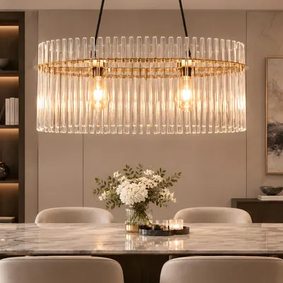 Produktbild von ZMH Pendelleuchte 2 flammig E27 Gold Bernstein Glas Hängelampe Deckenhänger Innenleuchte für Esszimmer Wohnzimmer Küche Restaurant Innenbeleuchtung