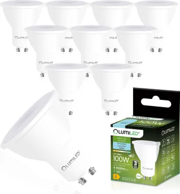 Zdjęcie produktu dla LUMILED GU10 Żarówka LED PAR16 12 W Zastępuje żarówki halogenowe 100 W 1320 lm 6500 K zimna biel Kąt rozsyłu światła 120° Opakowanie 10 sztuk Reflektor Energooszczędna Żarówka Nieściemnialna