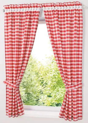 Karo-Vorhänge, blickdicht, 100x100 cm, Rot, 2er-Set