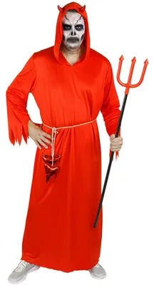 Produktbild von Teufelskostüm für Herren in Rot mit Kapuze und Gürtel, Gr. M-XXL, Größe:XXL