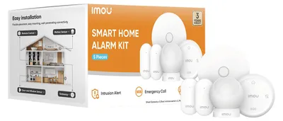 Immagine prodotto di KIT di Allame Imou - Il kit include: 1 gateway ZG2, 1 pulsante di allarme di emergenza ZE1, 2 sensori per porte e finestre ZD1, 1 sensore di movimento ZP1. I prodotti del kit di allarme possono essere collegati alla telecamera IMOU tramite l'impostaz...