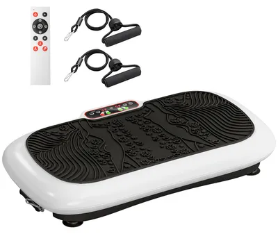 Produktbild von HOMCOM Vibrationsplatte Fitnessgeräte mit 2 Fitnessbändern 99Stufen Weiß+Schwarz