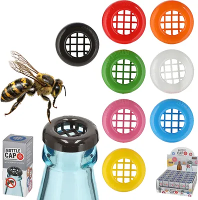 Produktbild von Flaschenverschluss 8er Set Ø2,8xH0,6cm Kunststoff 8 Farben Insektenschutz Schutzkappen Flaschendeckel wiederverwendbar