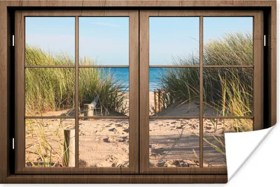 Produktbild von MuchoWow® Poster Aussicht - Strand - Gras 120x80 cm - Bilder