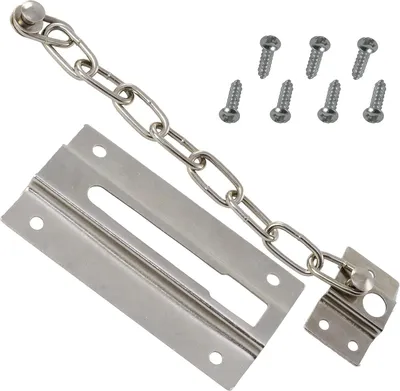 Imagen del producto de Cadena de acero, de 90 mm, color plateado, para protección de puertas