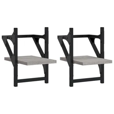 Produktbild von Wandregale mit Stangen 2 Stk. Grau Sonoma 20x25x30 cm