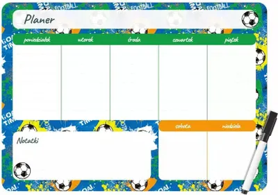 Zdjęcie produktu dla Planer magnetyczny 35x25 tygodniowy z nadrukiem football