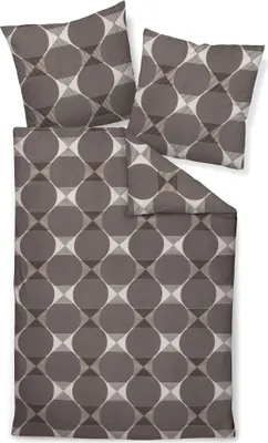 A bedding set with a geometric pattern.
