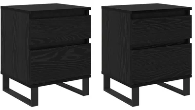 Productafbeelding van Nachtkastje 2 pcs Zwart Eiken 40 x 35 x 50 cm Bewerkt hout