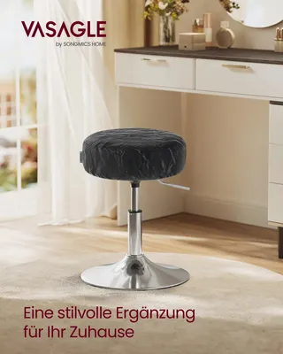 Produktbild von Schminkstuhl - Barhocker - 360° Drehbar - Kunstleder - Dick gepolstert - Einfache Montage - Schwarz