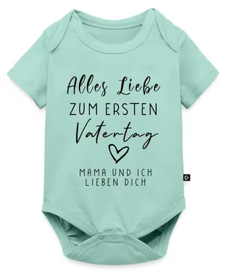 Produktbild von Spreadshirt Alles Liebe Zum Ersten Vatertag Geschenk Papa Kurzarm Tages Baby Body, 86 (12-18 M.), Mint