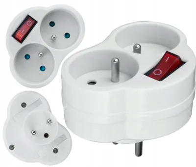 Produktbild von LTC 2-Wege Steckdosenadapter mit Schalter und Erdung
