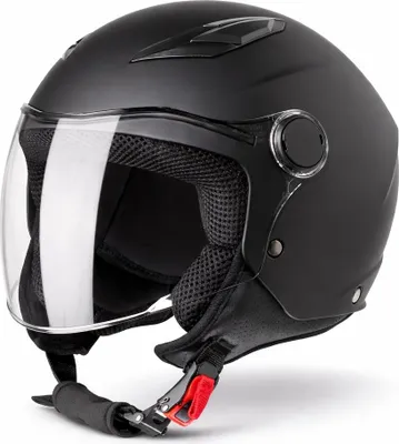 Produktbild von VINZ Magic Kinder Jethelm | Kinder Motorradhelm in Gr. YS - YXL | Jethelm mit Visier für Roller / Motoroller / Motorrad - Matt Schwarz | YL (51-52 cm)